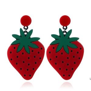 Trendy Red Strawberry Oversize Earrings NEW!